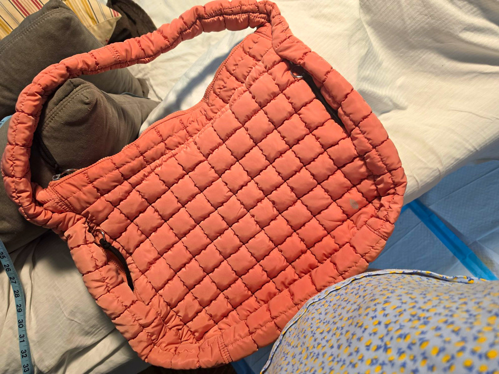 FP Movement Free People Quilted Carryall Bag Coral Puffer Large Gym Tote Travel